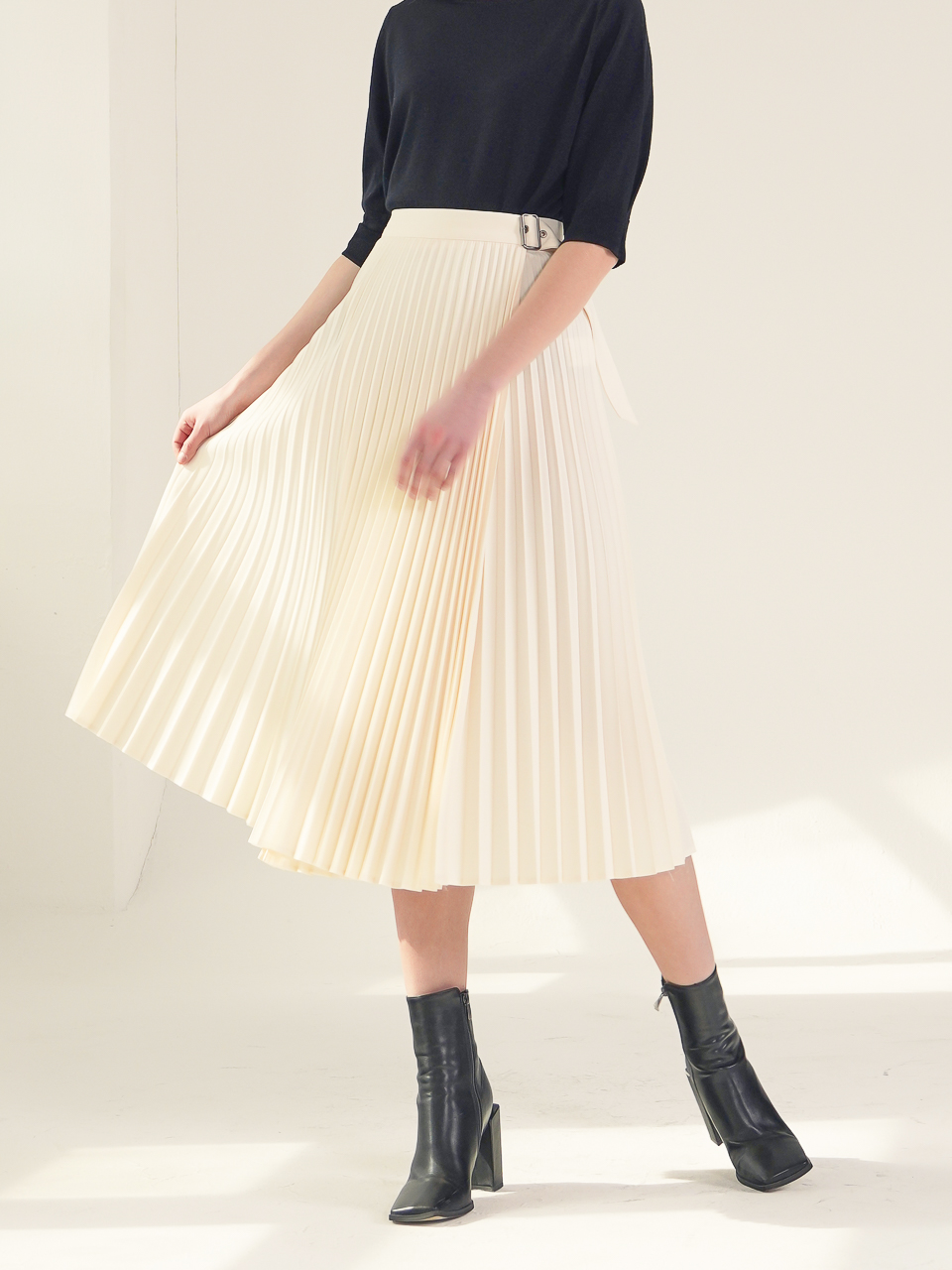 Gaia Pleated Wrap Skirt_(4 Color)
