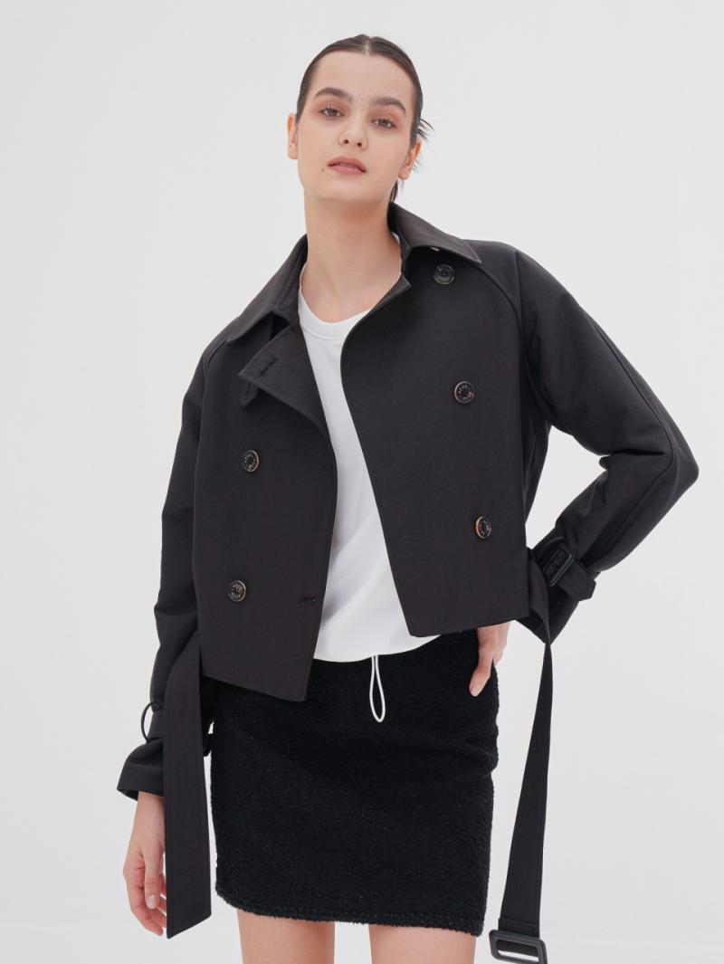 Cropped Trench Coat _Black
