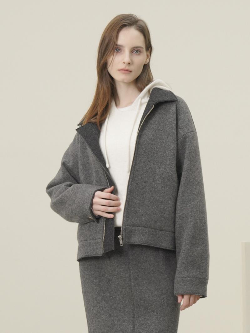 Knitted Wool Zip-up Jumper _Grey